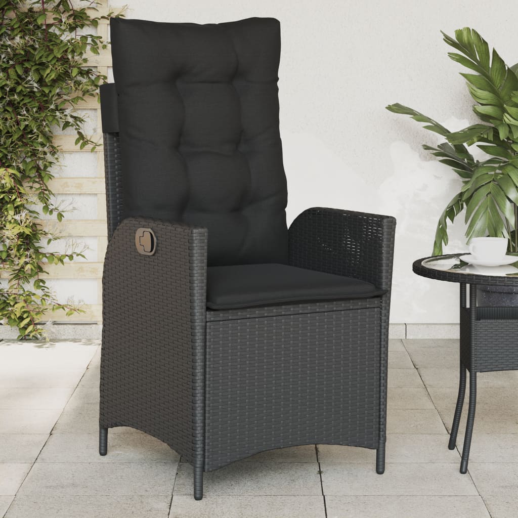 vidaXL Sillones reclinable jardín cojines 2 uds ratán sintético negro