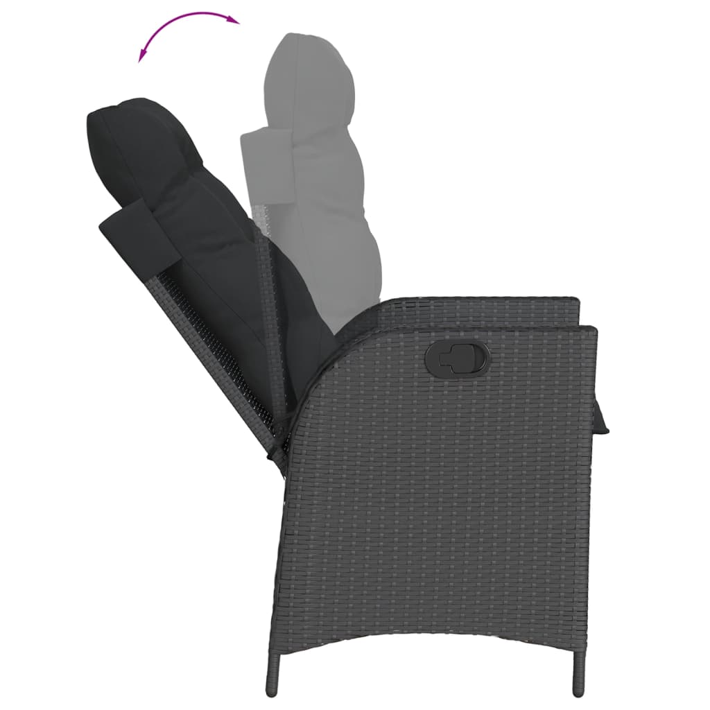 vidaXL Sillones reclinable jardín cojines 2 uds ratán sintético negro