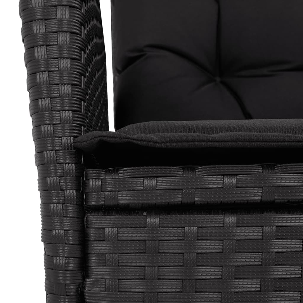 vidaXL Sillones reclinable jardín cojines 2 uds ratán sintético negro