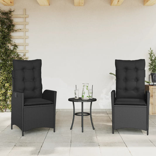 vidaXL Sillones reclinable jardín cojines 2 uds ratán sintético negro