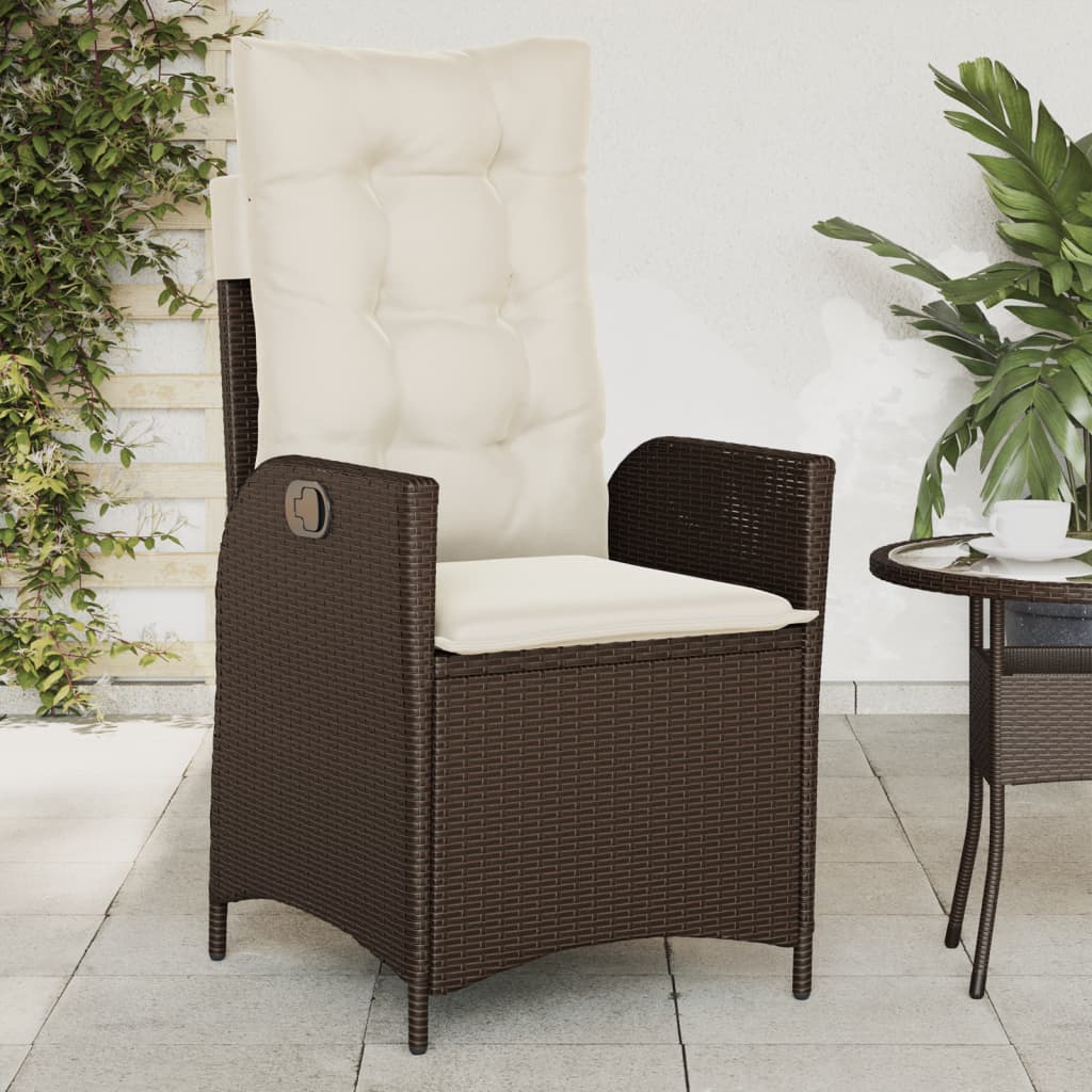 vidaXL Sillones reclinables jardín con cojines marrones 2 uds ratán PE