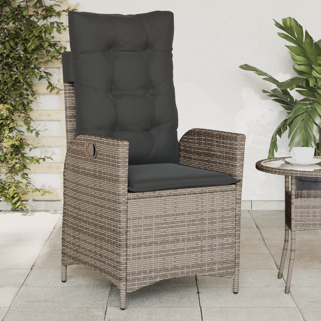 vidaXL Sillones reclinable jardín y cojines 2 uds ratán sintético gris