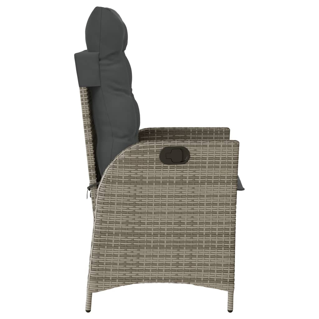 vidaXL Sillones reclinable jardín y cojines 2 uds ratán sintético gris