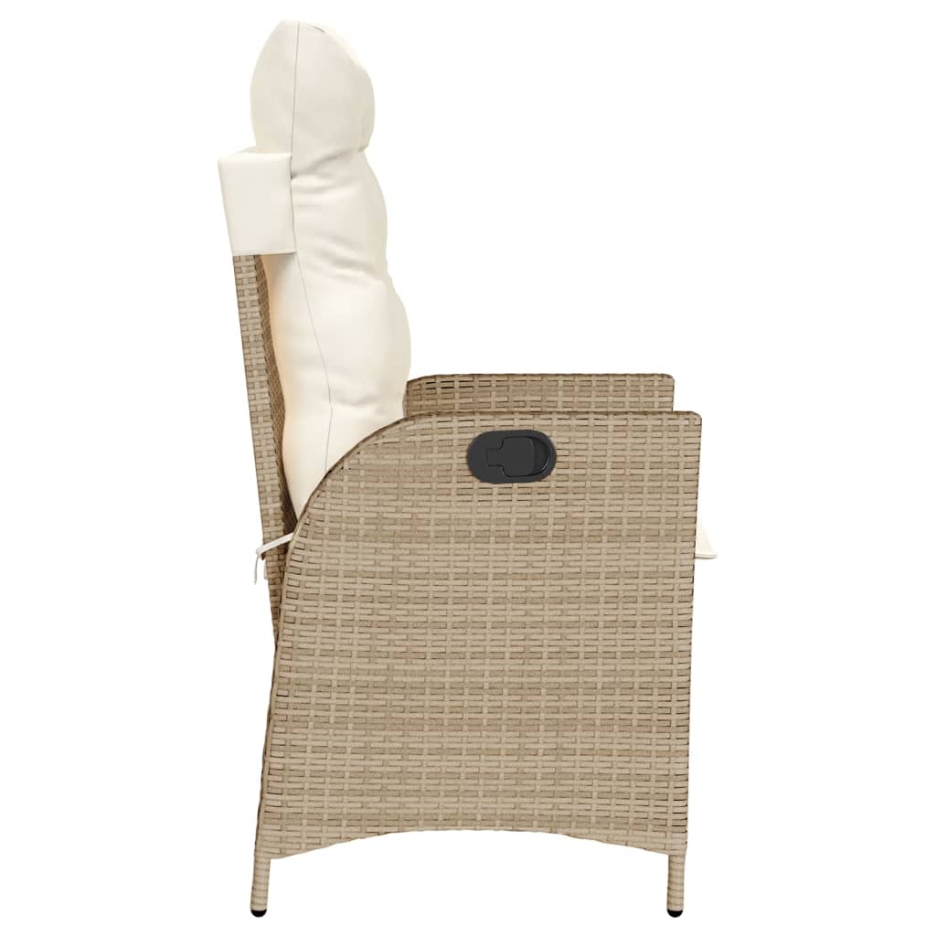 vidaXL Sillones reclinables de jardín con cojines beige 2 uds ratán PE