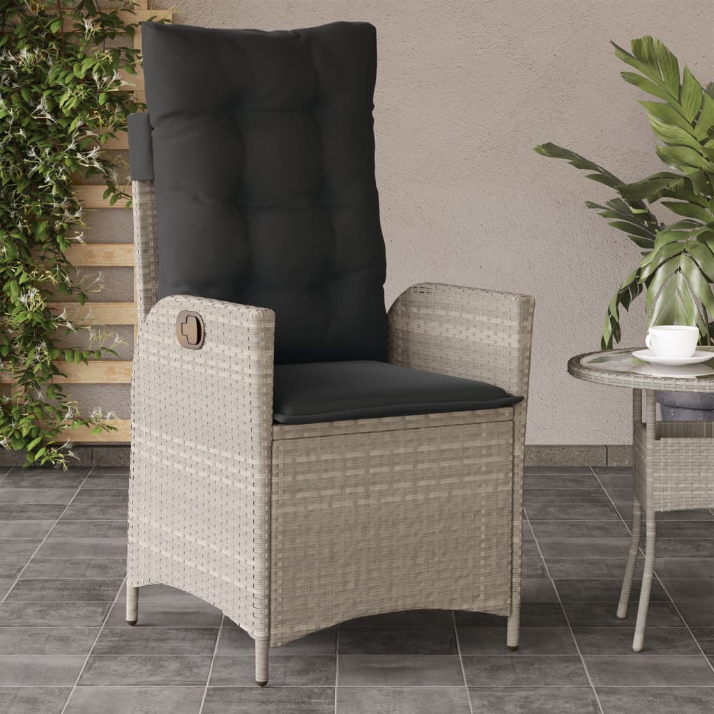 vidaXL Sillones reclinables de jardín con cojines gris 2 uds ratán PE