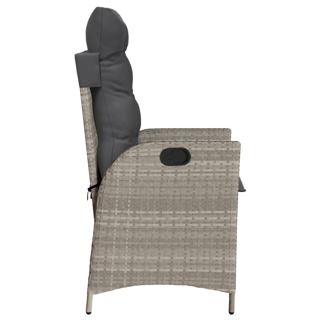 vidaXL Sillones reclinables de jardín con cojines gris 2 uds ratán PE