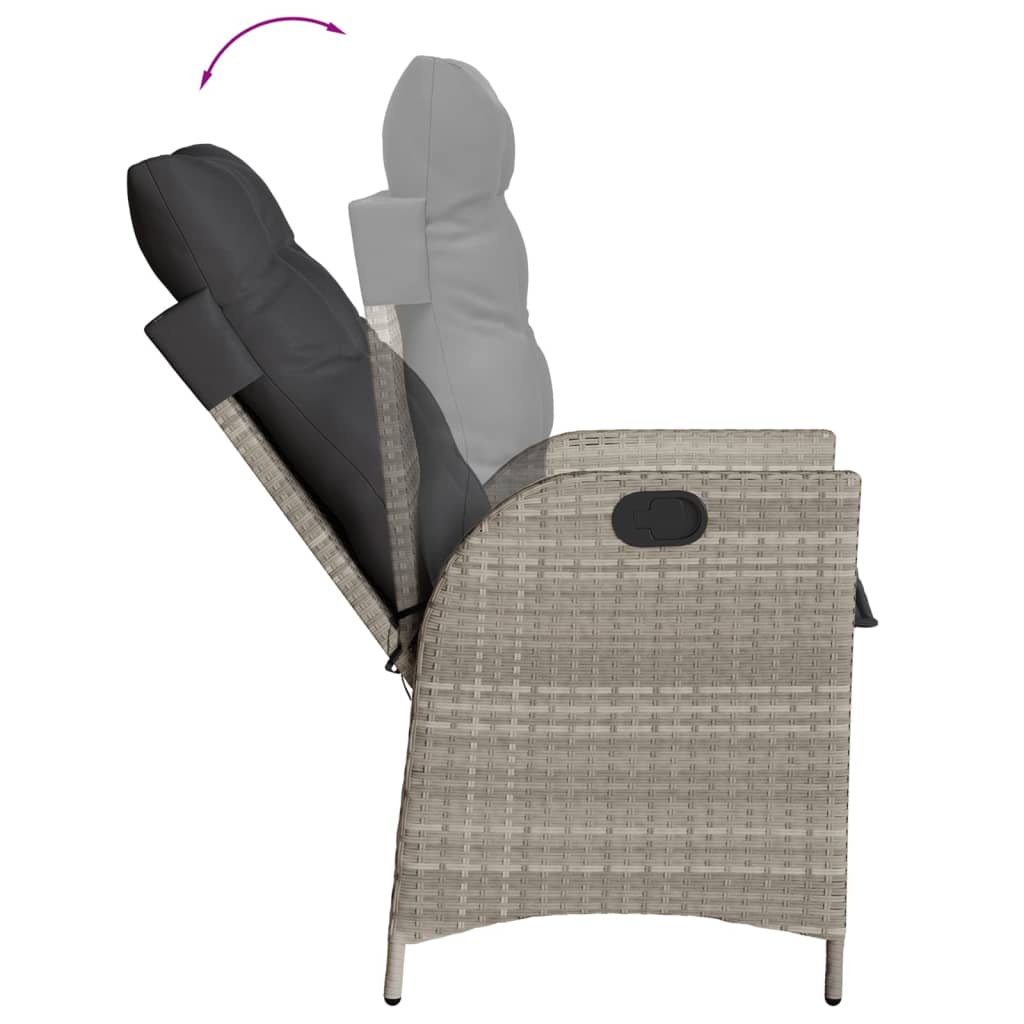 vidaXL Sillones reclinables de jardín con cojines gris 2 uds ratán PE