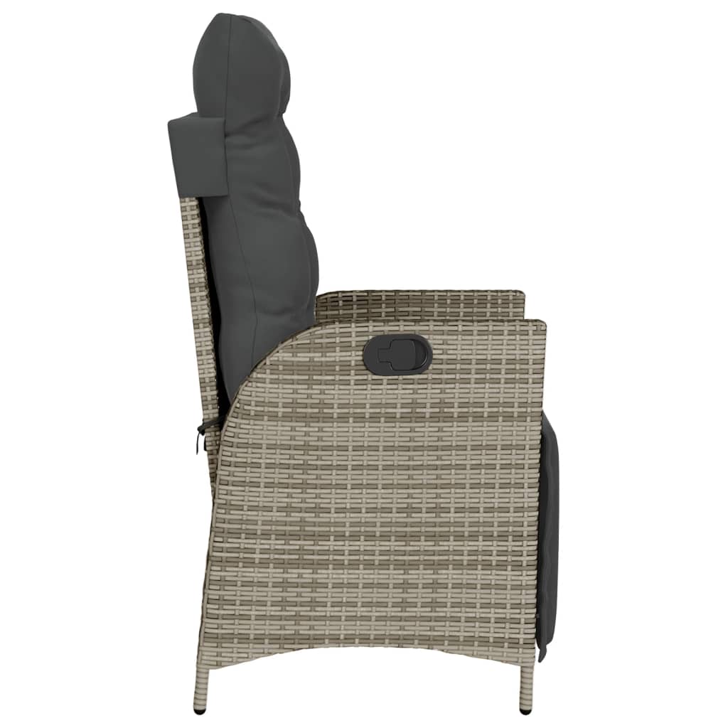 vidaXL Sillones reclinables jardín con reposapiés 2 uds ratán PE gris