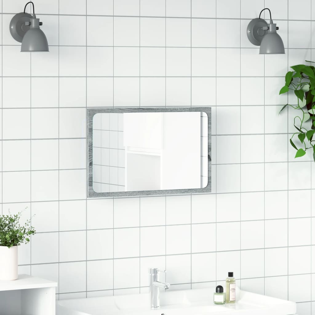 vidaXL Espejo de baño LED madera ingeniería gris Sonoma 60x8,5x38 cm