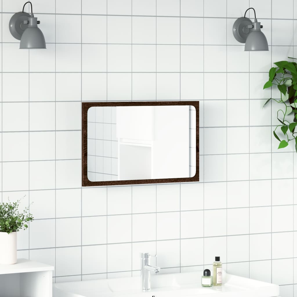 vidaXL Espejo de baño LED madera ingeniería marrón roble 60x8,5x38 cm