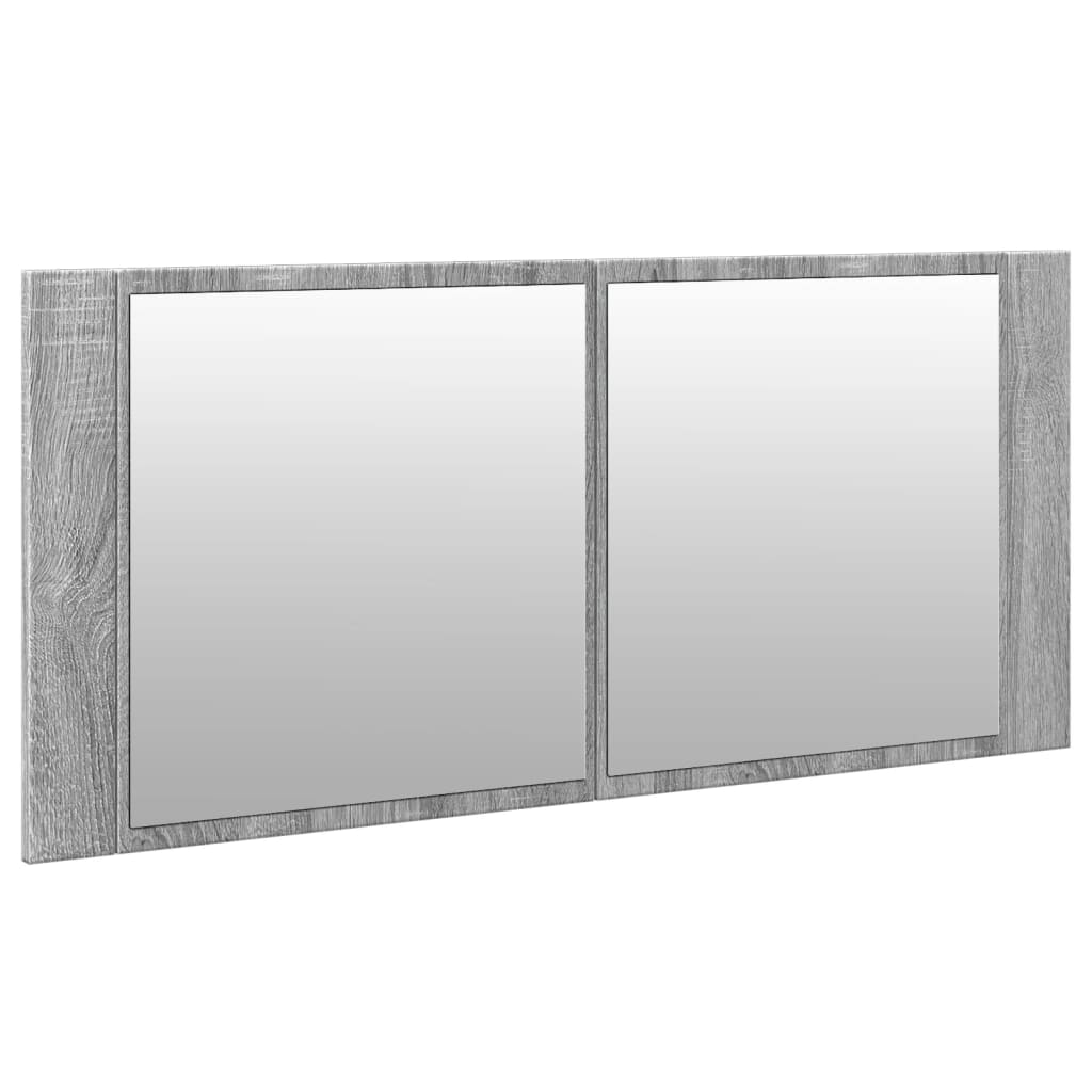 vidaXL Armario de baño con espejo y luz LED gris Sonoma 100x12x45 cm