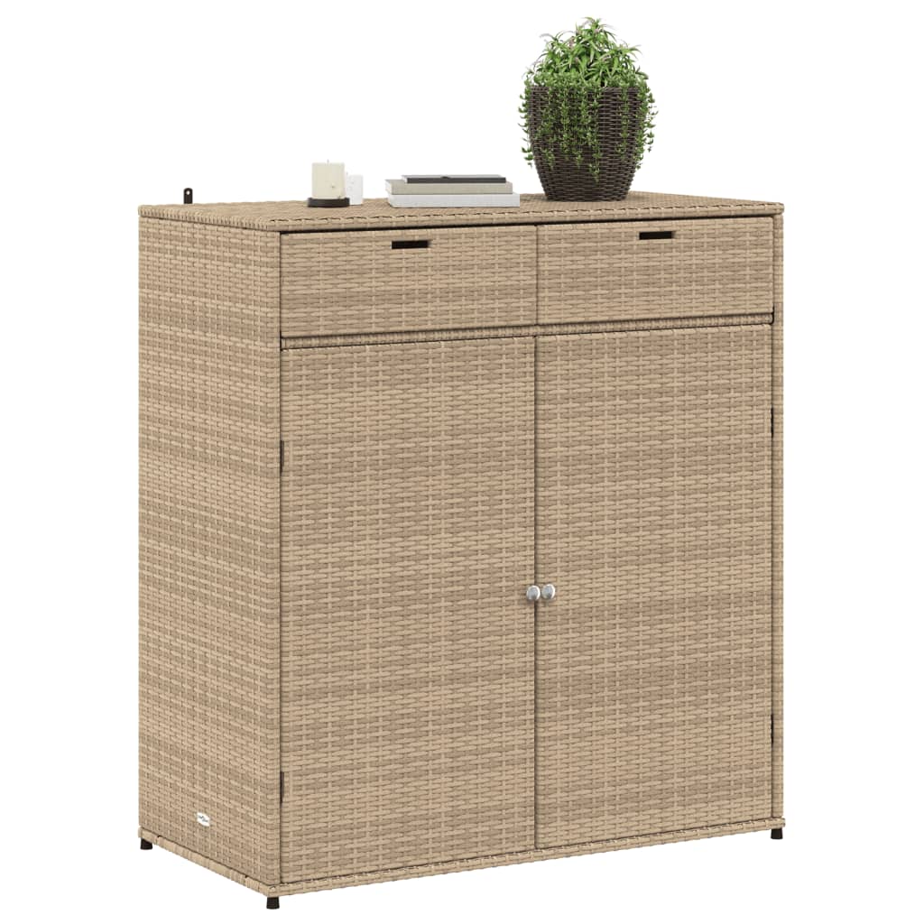 vidaXL Armario de almacenaje de jardín ratán PE beige 105x55x113 cm