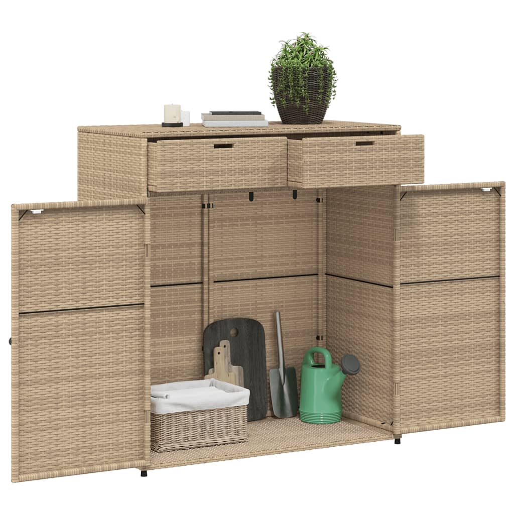 vidaXL Armario de almacenaje de jardín ratán PE beige 105x55x113 cm