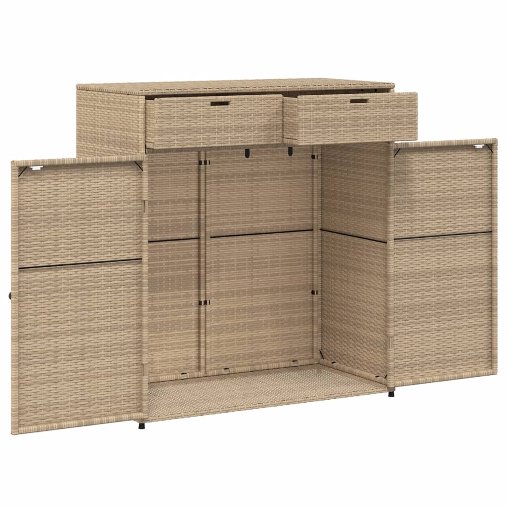 vidaXL Armario de almacenaje de jardín ratán PE beige 105x55x113 cm