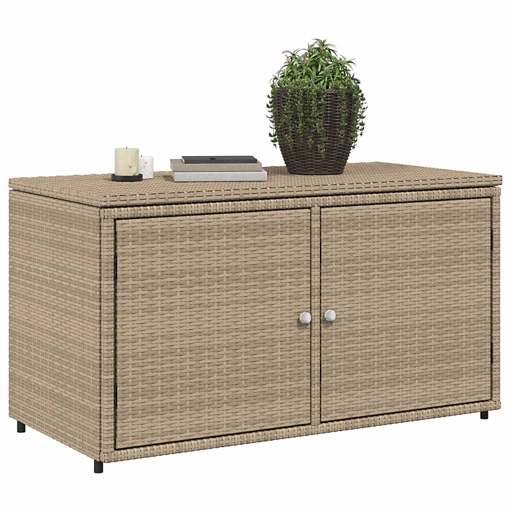 vidaXL Armario de almacenaje de jardín ratán PE beige 110x55x60,5 cm