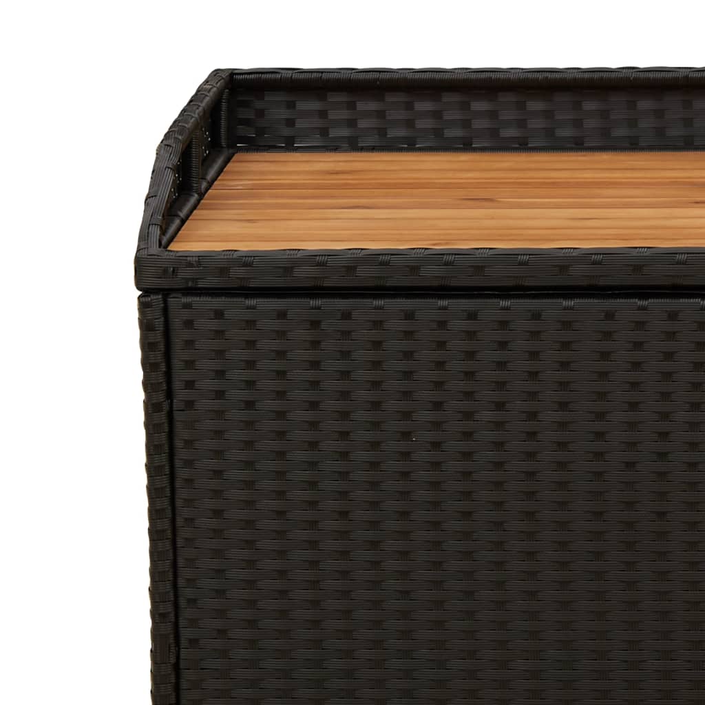 vidaXL Banco con almacenaje madera acacia ratán PE negro 100x50x52 cm