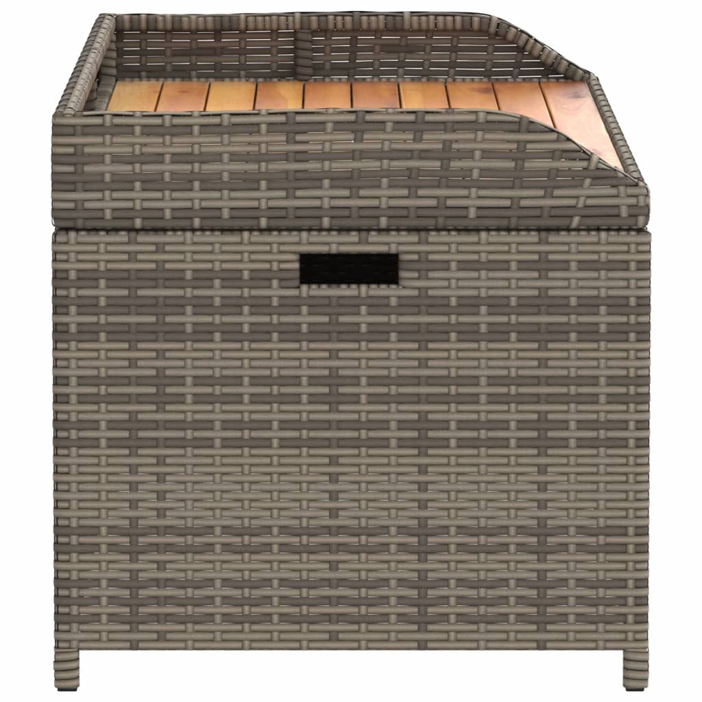 vidaXL Banco con almacenaje madera acacia ratán PE gris 100x50x52 cm