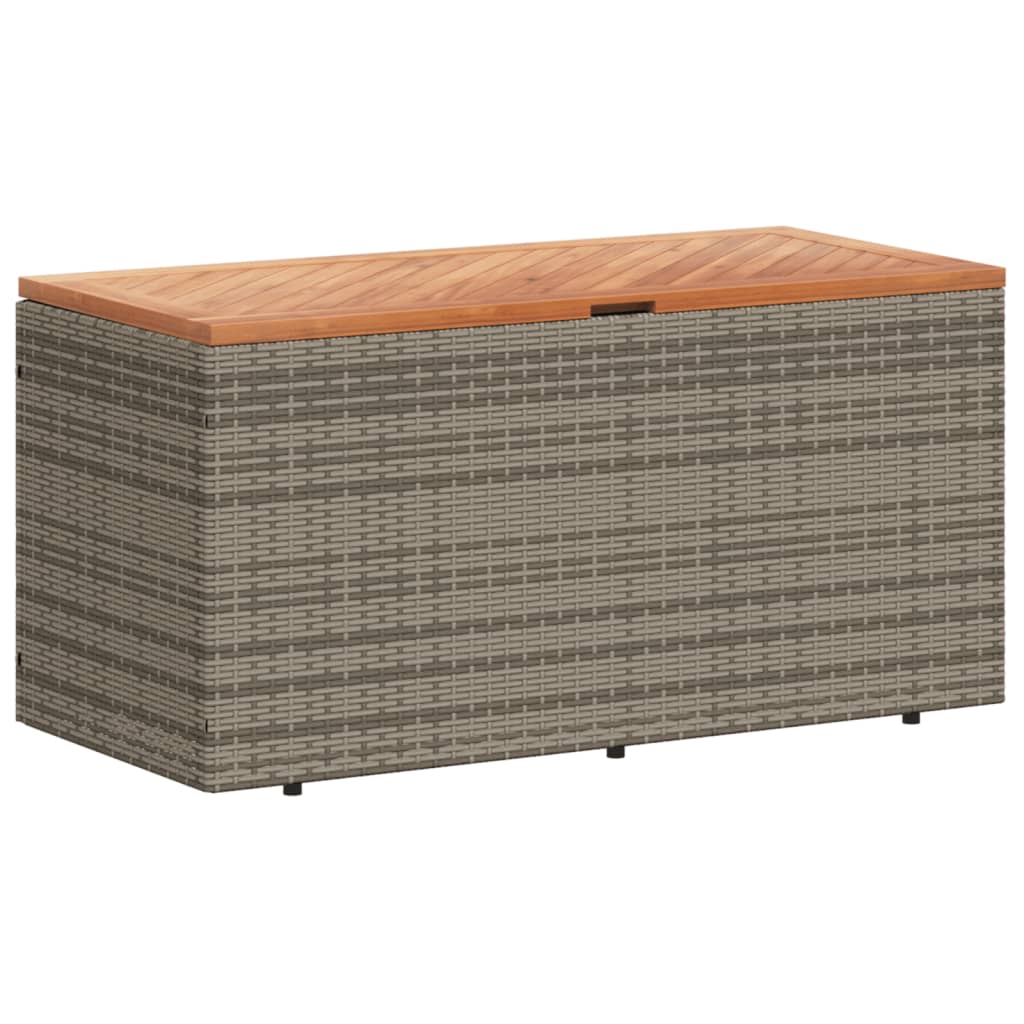 vidaXL Caja de almacenaje jardín madera acacia ratán gris 110x50x54 cm