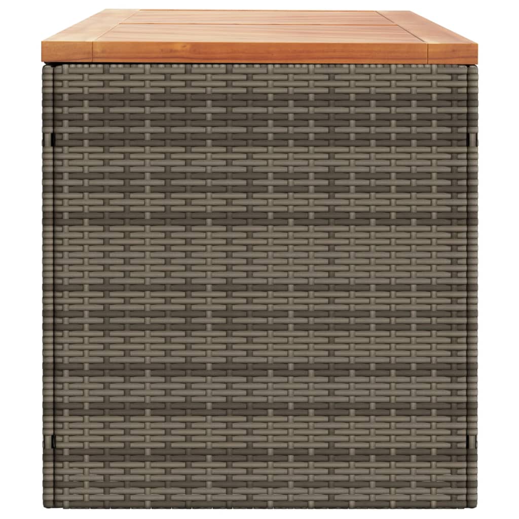 vidaXL Caja de almacenaje jardín madera acacia ratán gris 220x50x54cm