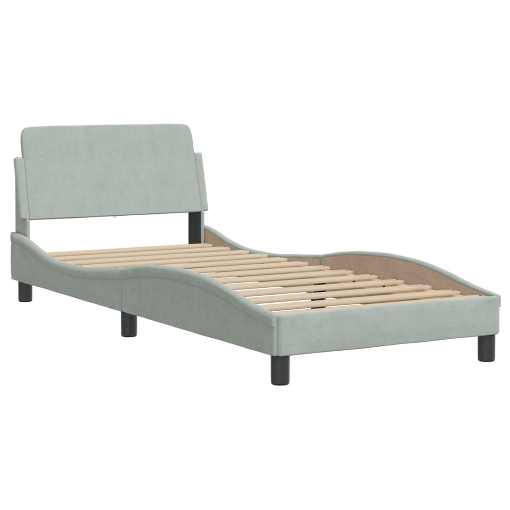 vidaXL Estructura de cama sin colchón terciopelo gris claro 80x200 cm