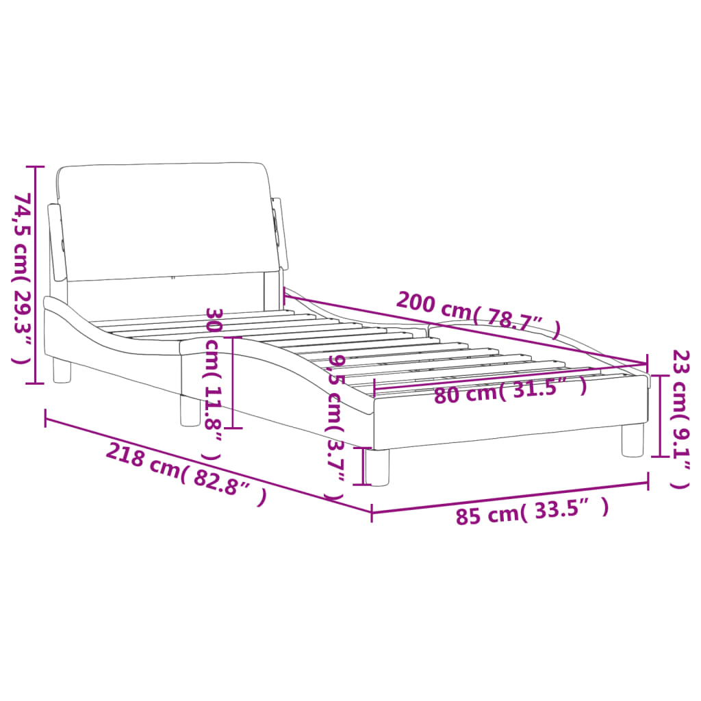 vidaXL Estructura de cama sin colchón terciopelo gris claro 80x200 cm