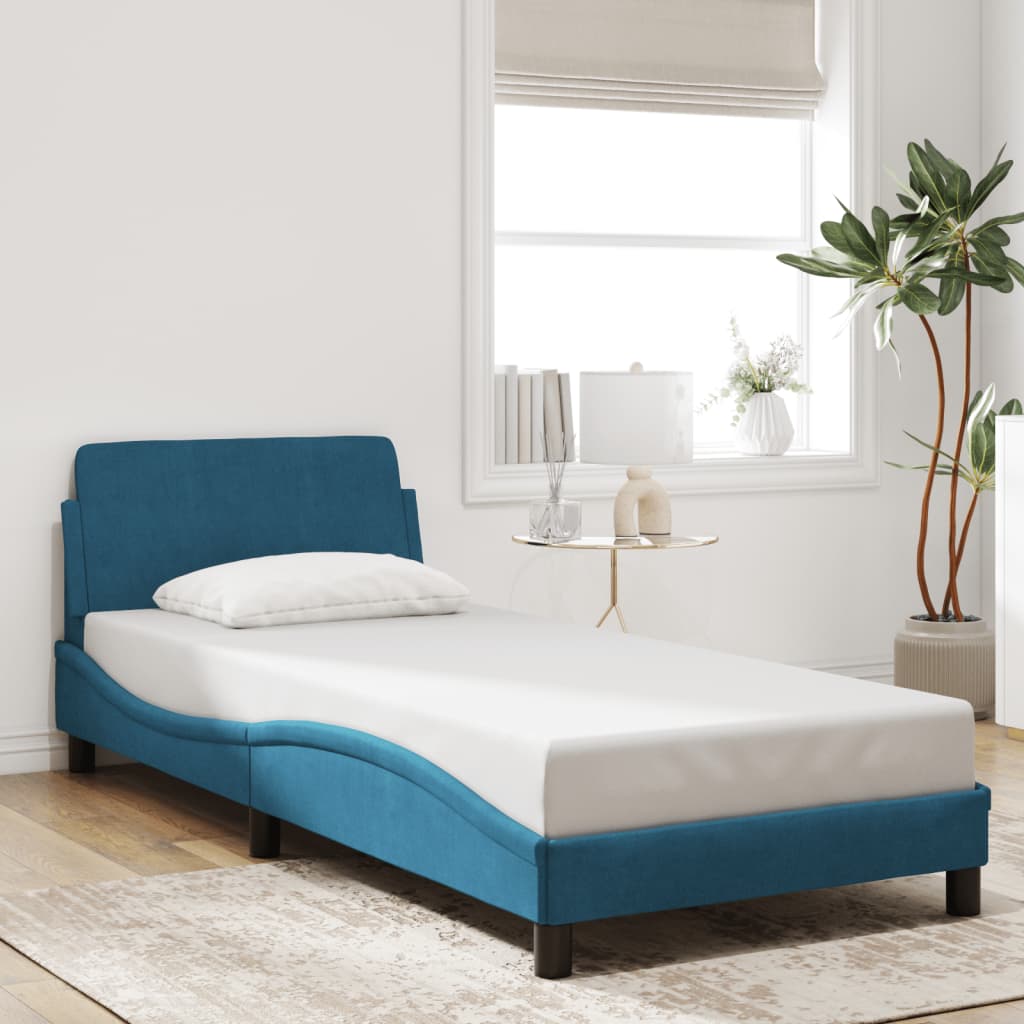 vidaXL Cama con cabecero sin colchón terciopelo azul 80x200 cm