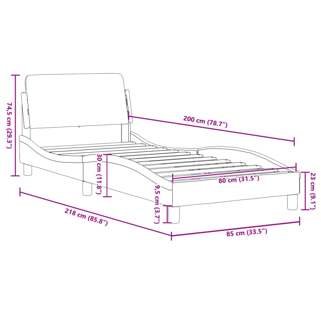 vidaXL Cama con cabecero sin colchón terciopelo azul 80x200 cm