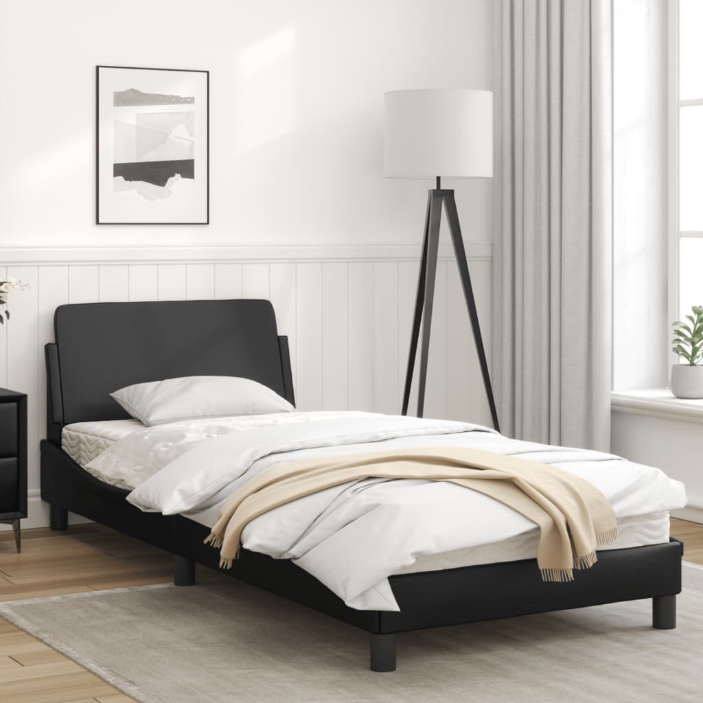 vidaXL Estructura de cama sin colchón cuero sintético negro 80x200 cm