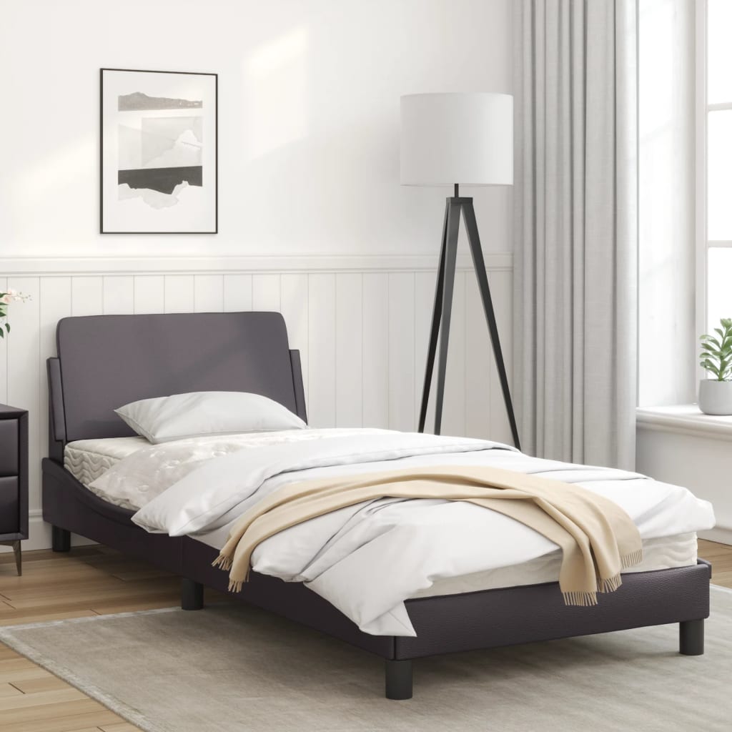 vidaXL Estructura de cama con cabecero cuero sintético gris 80x200 cm