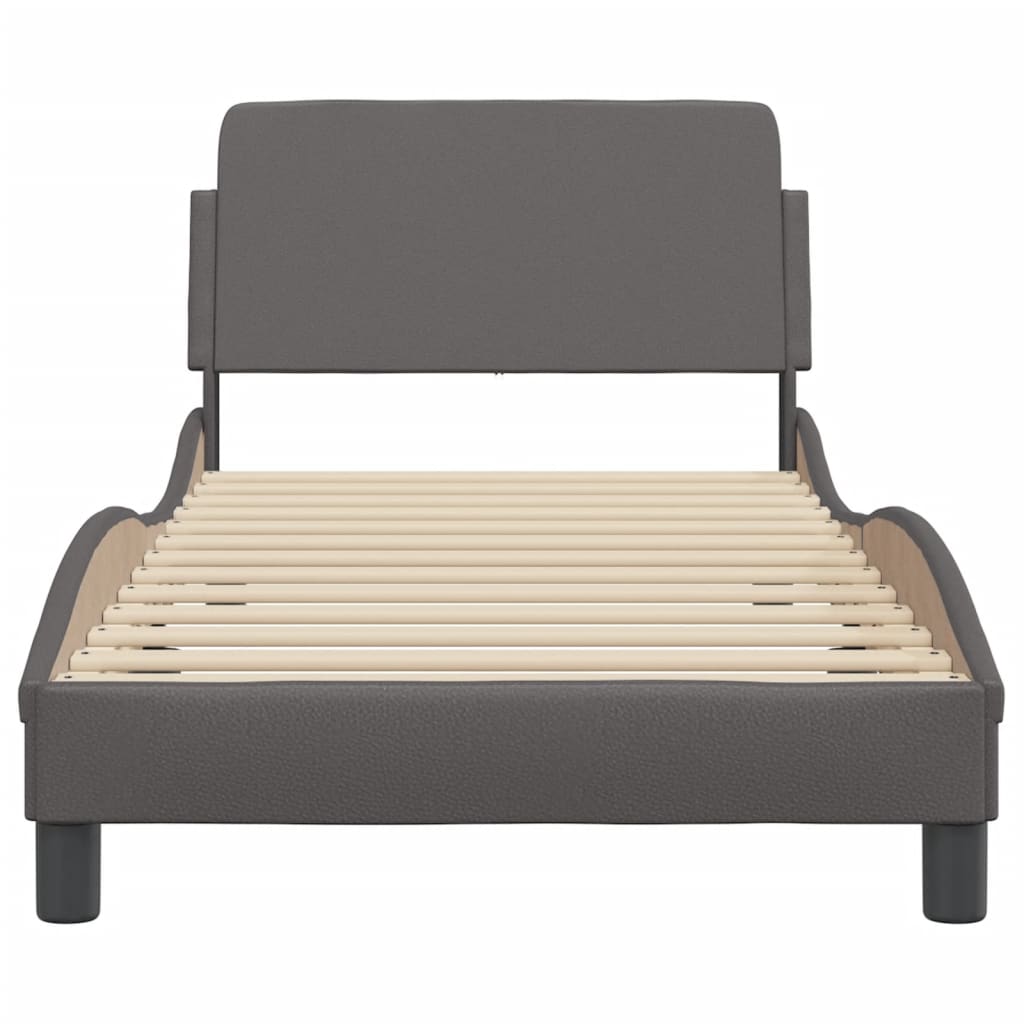 vidaXL Estructura de cama con cabecero cuero sintético gris 80x200 cm