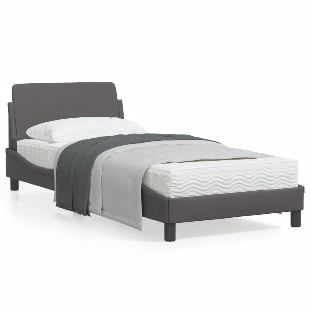 vidaXL Estructura de cama con cabecero cuero sintético gris 80x200 cm