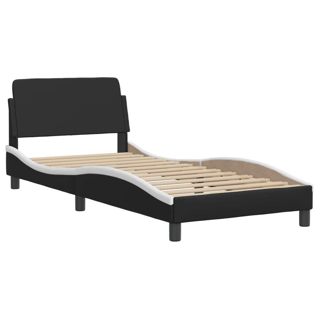 vidaXL Cama sin colchón cuero sintético negro blanco 80x200 cm