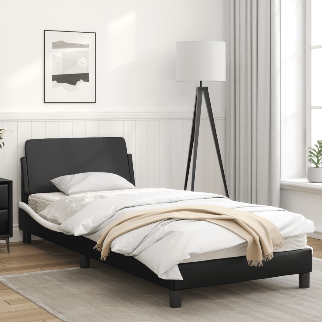 vidaXL Cama sin colchón cuero sintético negro blanco 80x200 cm