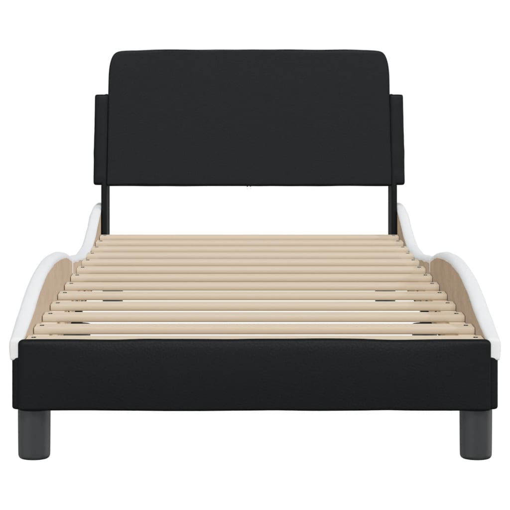 vidaXL Cama sin colchón cuero sintético negro blanco 80x200 cm