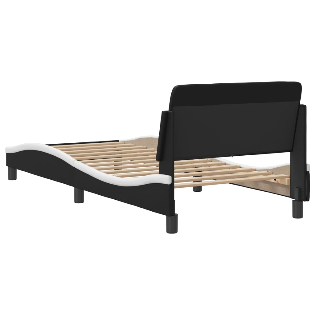 vidaXL Cama sin colchón cuero sintético negro blanco 80x200 cm