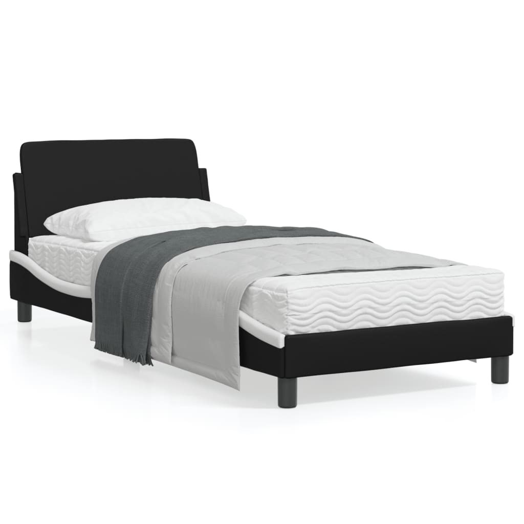 vidaXL Cama sin colchón cuero sintético negro blanco 80x200 cm