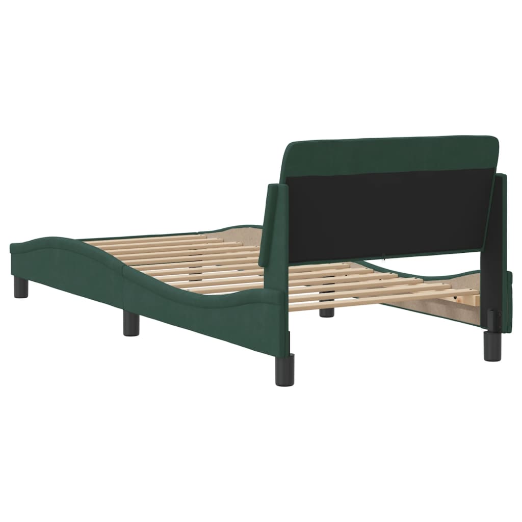 vidaXL Estructura de cama sin colchón terciopelo verde oscuro 90x190cm