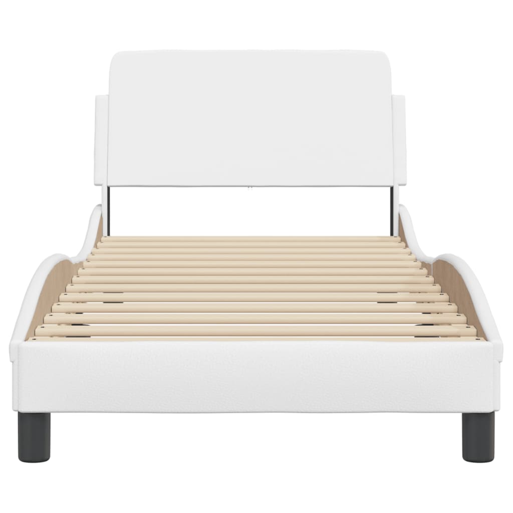 vidaXL Estructura de cama sin colchón cuero sintético blanco 90x190 cm