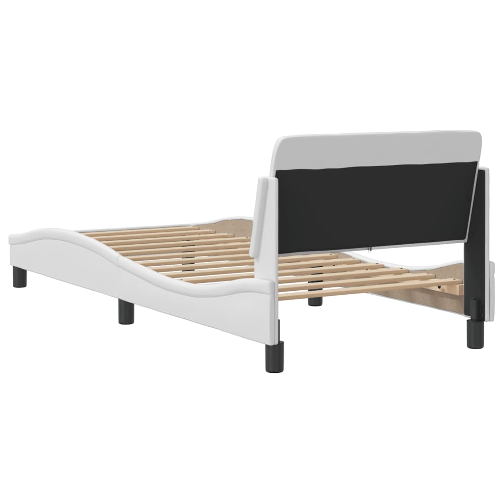 vidaXL Estructura de cama sin colchón cuero sintético blanco 90x190 cm