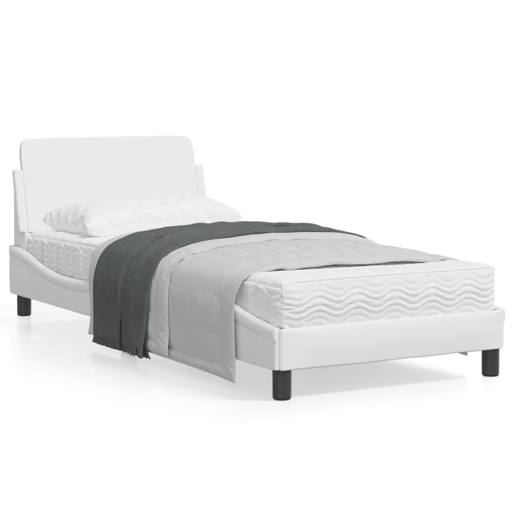 vidaXL Estructura de cama sin colchón cuero sintético blanco 90x190 cm