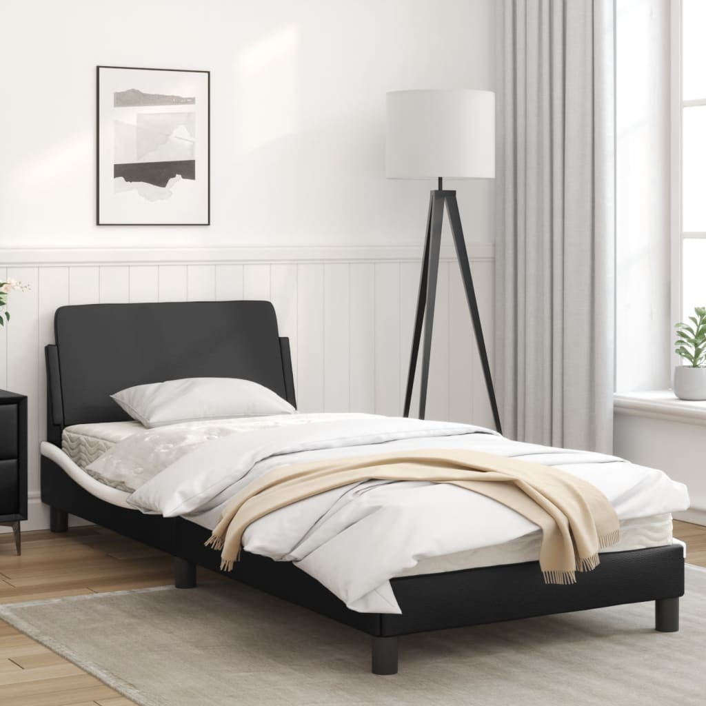 vidaXL Cama sin colchón cuero sintético negro blanco 90x190 cm