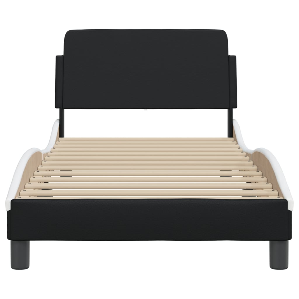 vidaXL Cama sin colchón cuero sintético negro blanco 90x190 cm