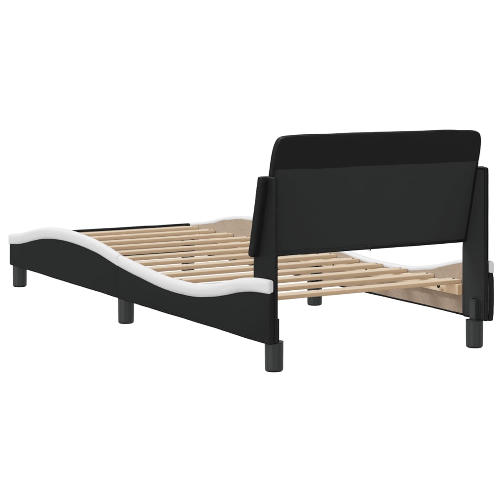 vidaXL Cama sin colchón cuero sintético negro blanco 90x190 cm