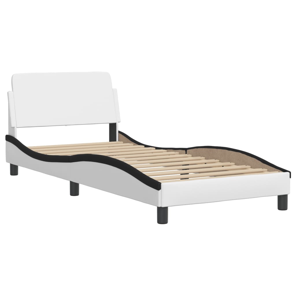 vidaXL Cama sin colchón cuero sintético blanco negro 90x190 cm