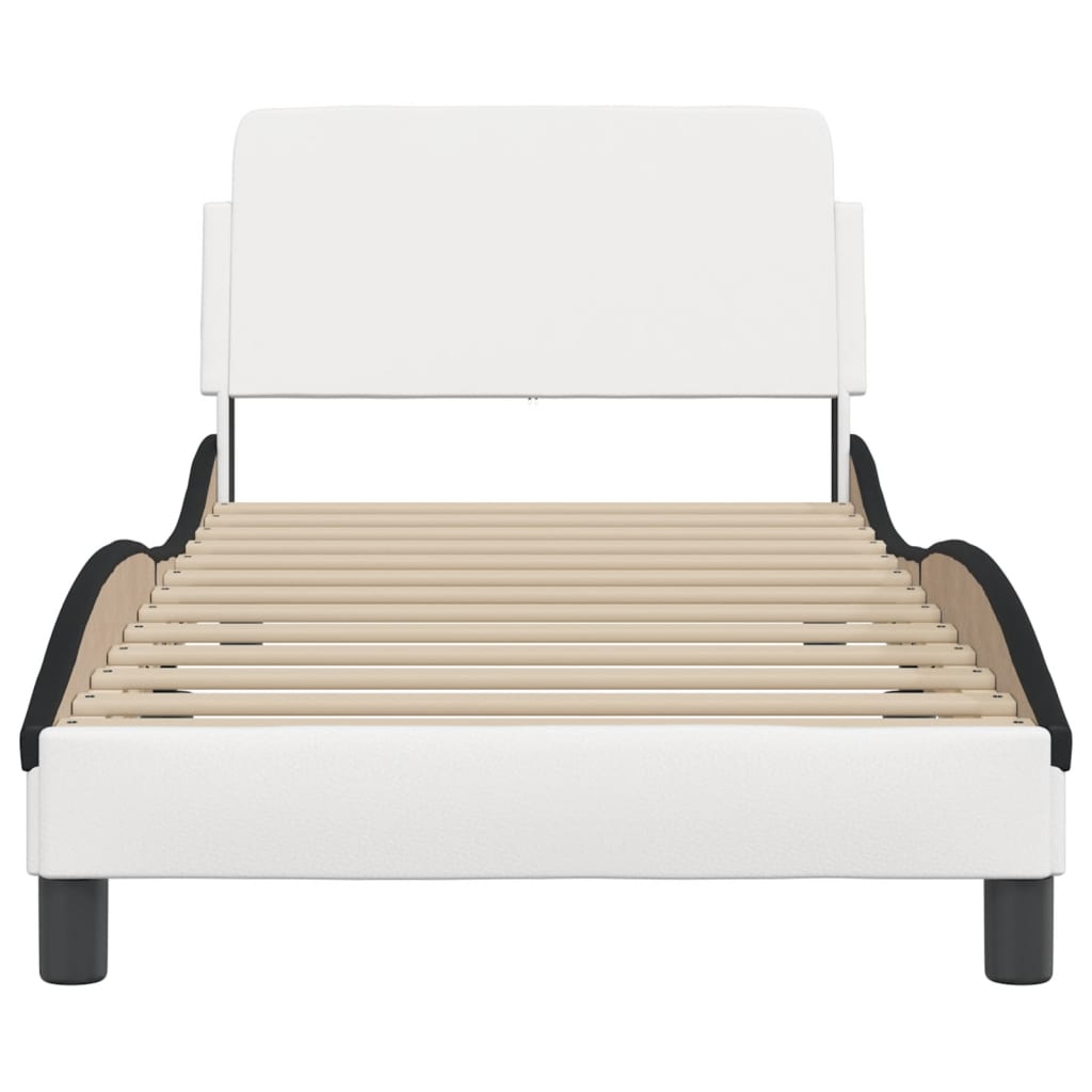 vidaXL Cama sin colchón cuero sintético blanco negro 90x190 cm