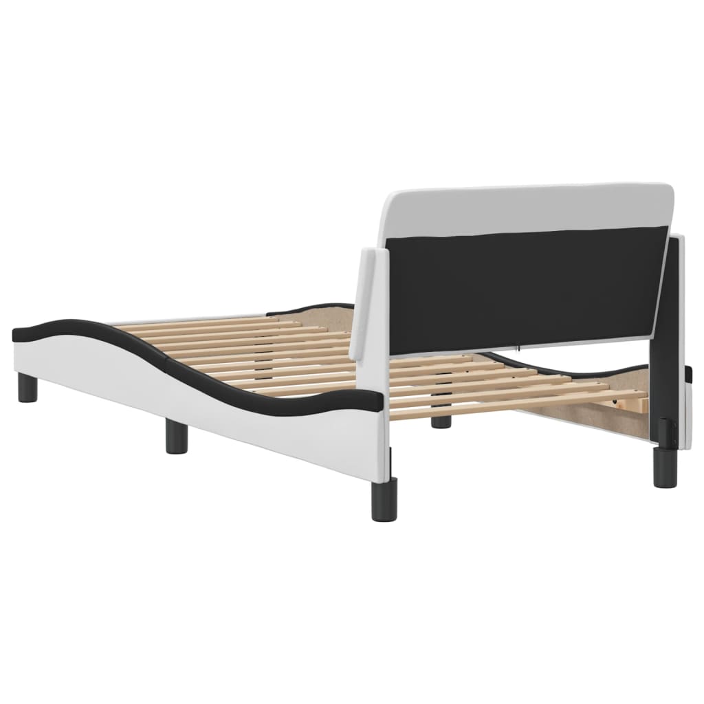 vidaXL Cama sin colchón cuero sintético blanco negro 90x190 cm