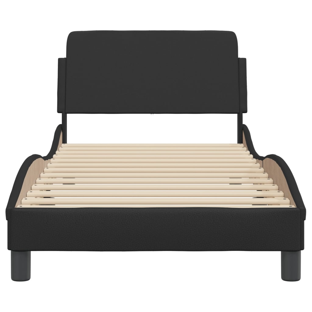 vidaXL Estructura de cama sin colchón cuero sintético negro 90x200 cm