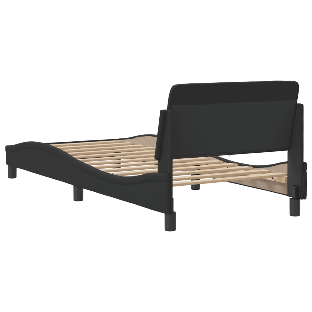 vidaXL Estructura de cama sin colchón cuero sintético negro 90x200 cm