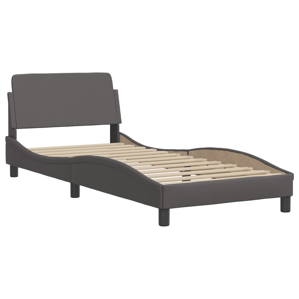 vidaXL Estructura de cama sin colchón cuero sintético gris 90x200 cm