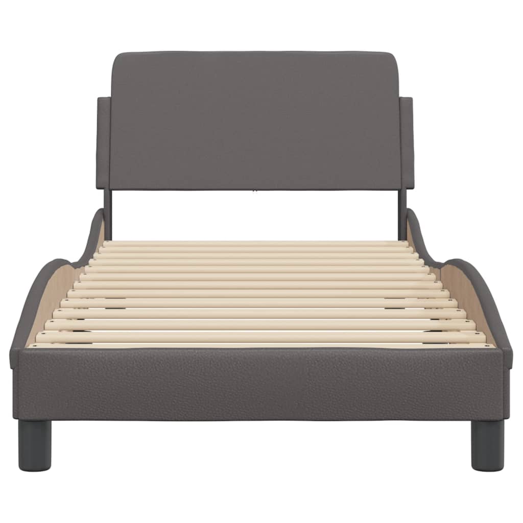 vidaXL Estructura de cama sin colchón cuero sintético gris 90x200 cm